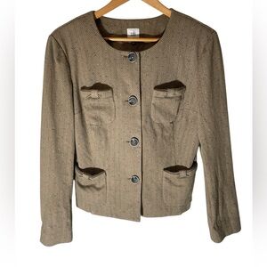 E6- Cabi Women’s Medium Blazer Suit Top  Brown Herringbone Jacket